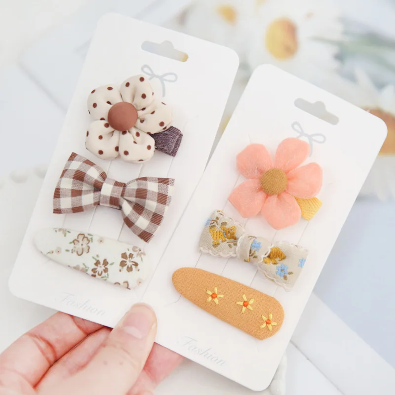 

Cute Handmade Bows for Girls, Snap Clips for Baby Hair Accessories, Children's Head wear, Lovely Flower Hair Clips, 3 per Set