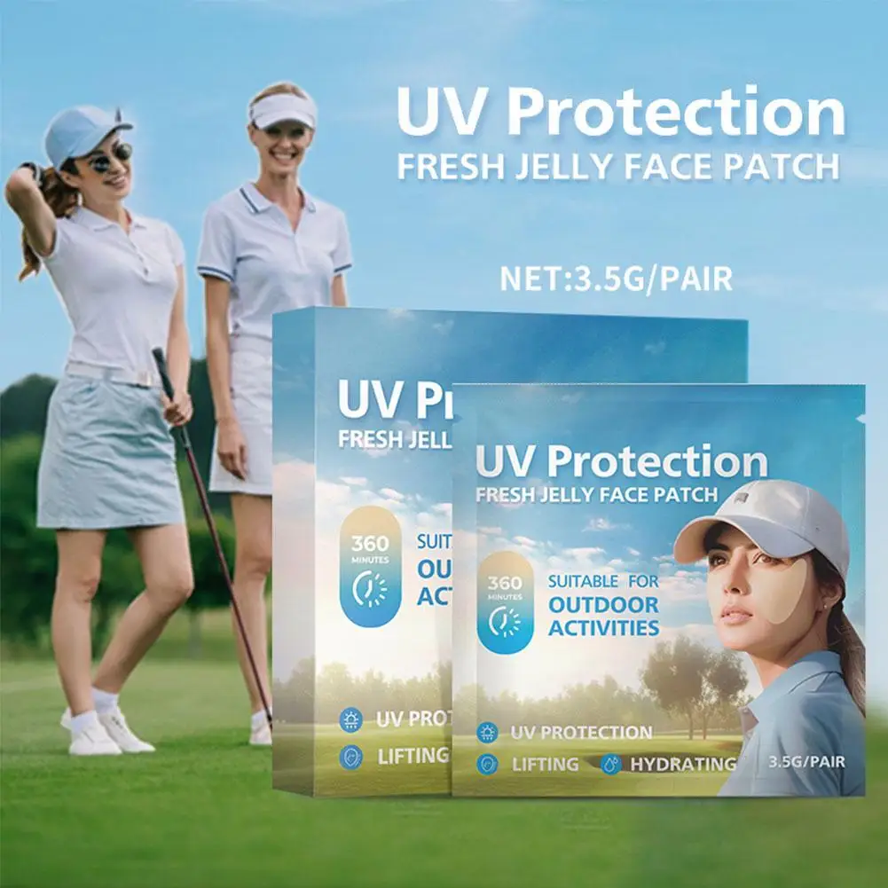 5 Stuks Uv Gezicht Patch Golf Zonwering Voor Outdoor Activiteiten Stickers Sunblock Gel Patches Bevochtigende Gel Oogmasker