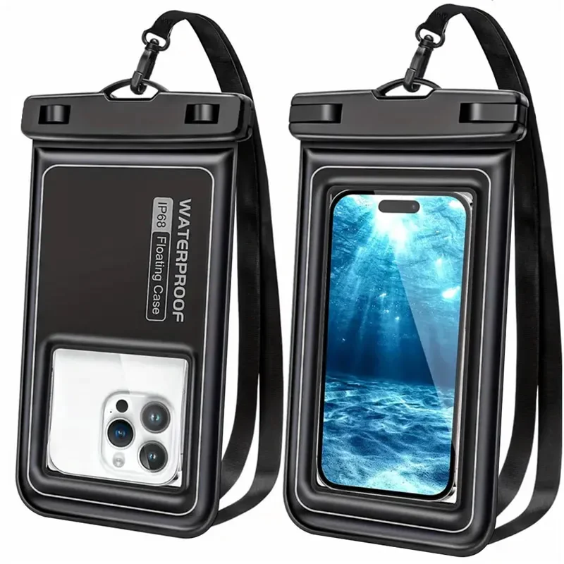 Wasserdichte IP68 Schwimmsporttasche mit Touchscreen und Tragegurt für iPhone Samsung 6,8 Zoll Handys