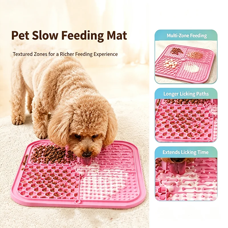 Silicone Pet Licking Mat Pet Licking Plate Slow Food Bowl with Suction Cup Dog Licking Pad Tableware for Dogs And Cats
