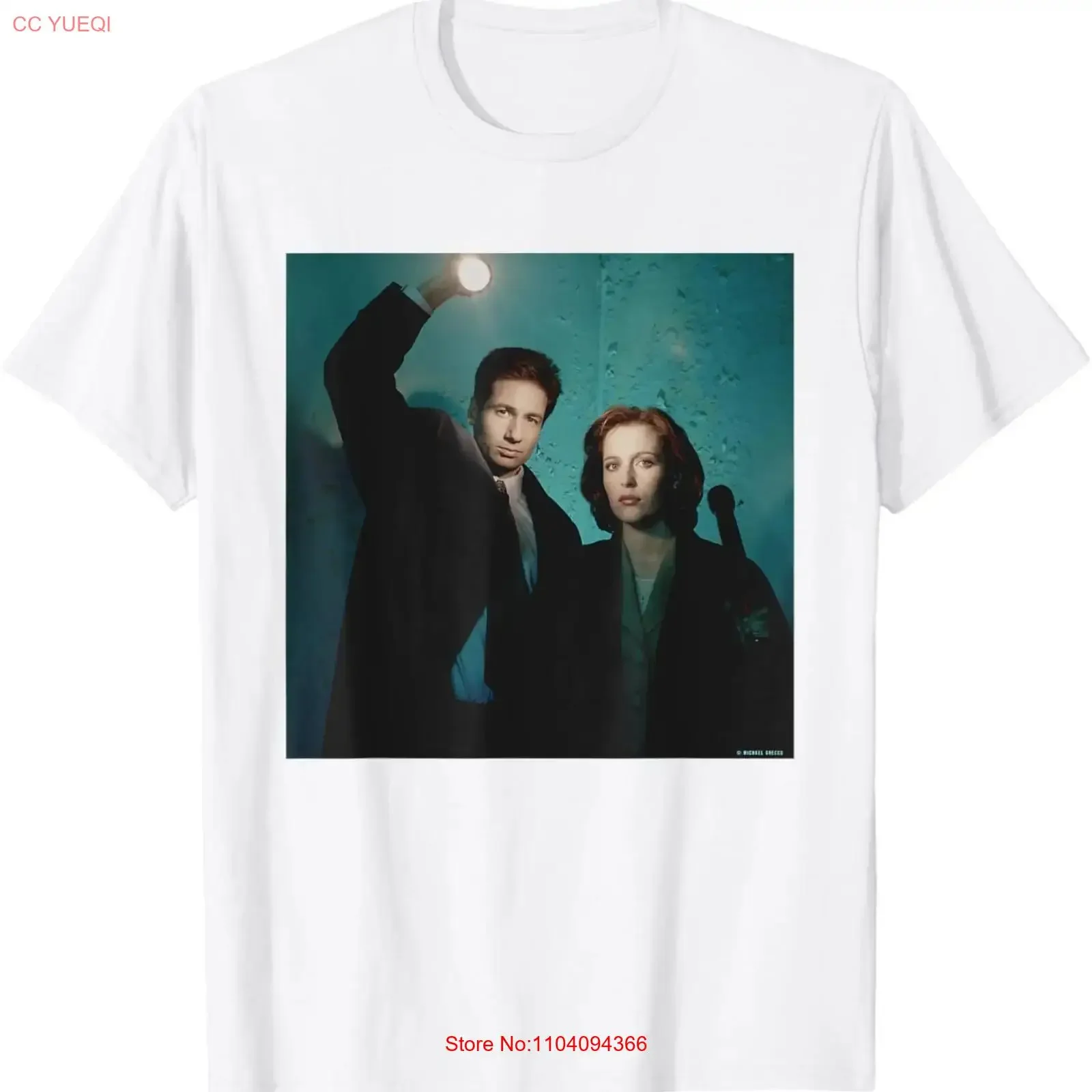 The X Files David Duchovny Gillian Anderson Michael Grecco T Shirt vintage Washed Soft Slightly Versatile fashion Breathable