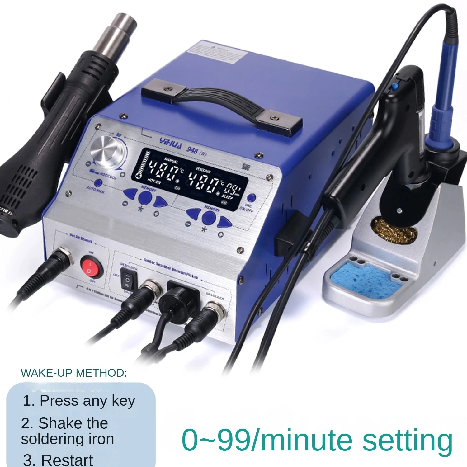 

YIHUA 948-II Паяльная станция 4 в 1, многофункциональная паяльная интеллектуальная станция с всасывающим оловянным пистолетом для ремонта компьютерных телефонов