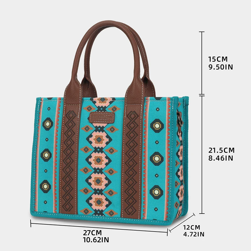 Imagem -04 - Bolsa de Ombro de Grande Capacidade para Mulheres Lona Bolsala Impressa Ocidental Bolsas Astecas Boho Cowgirls Wrangler Bolsa de Compras Comutador Nova