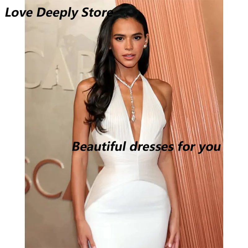 Formal Evening Dress Customized Deep V Neck Sleeveless Straight Floor Length Jersey Prom Gown Cocktail Party Gown Prom Dresses image 2