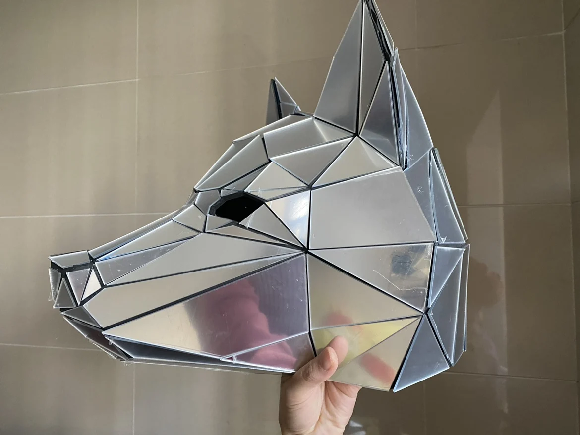 Mirror Fox Head Mask Cosplay Helmet Rave Animal Headdress Music Festival DJ Mask Club Stage Dance Prop Carnaval Mask Disco Party