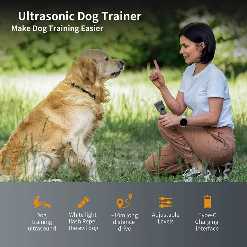 N30 Ultrasonic Dog Repeller Bark Deterrent Devices Rechargeable Multifunctional Anti-Noise Anti-Barking Pet Dog Trainer