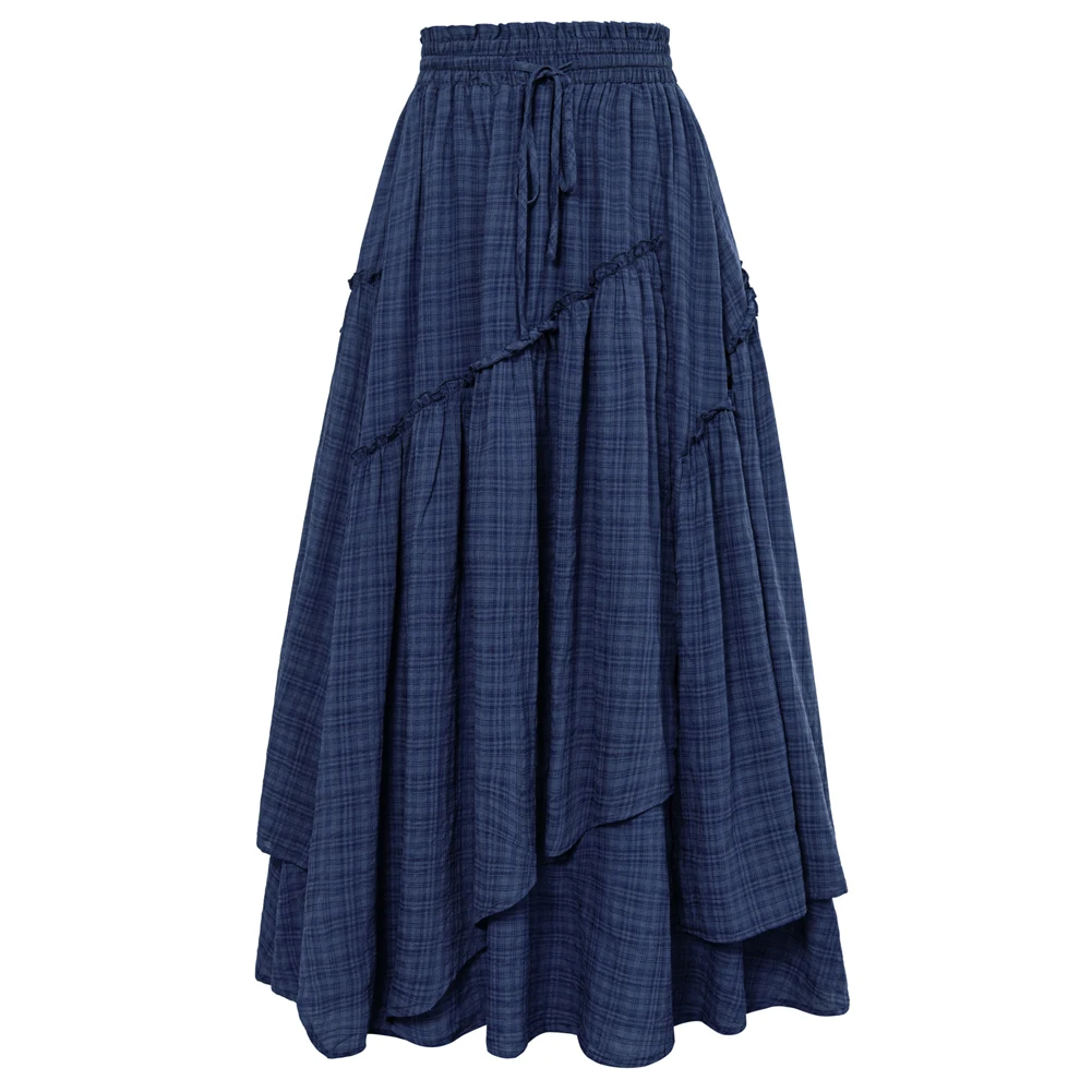 SD ženy sukně vysoký waist vintage renesance překrytí zdobené streetwear skirt stahovací pás houpačka sukně