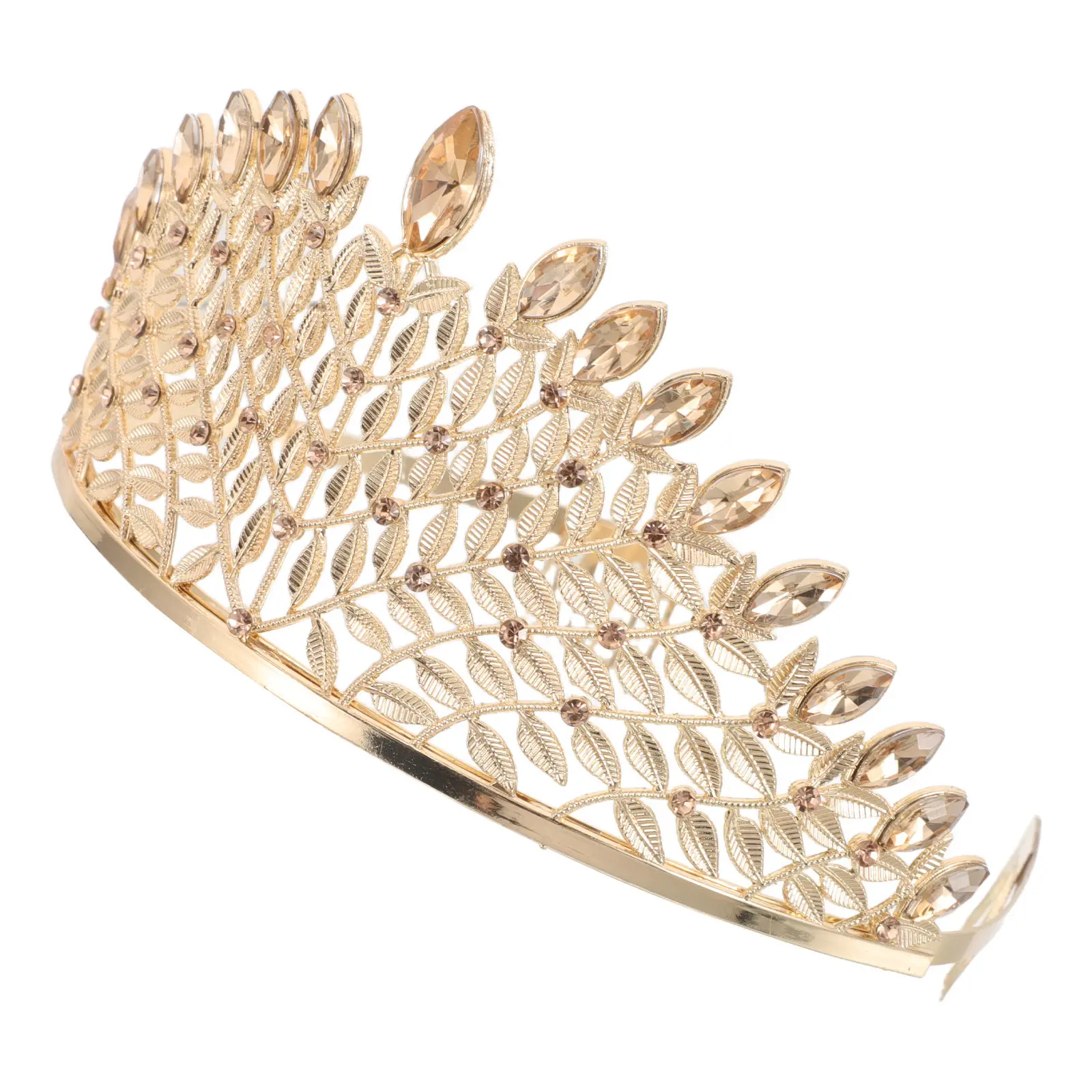 

Elegant Gold Alloy Bridal Crown Headpiece with Sparkling Rhinestones for Wedding Pageant Formal Events Bride Hair Accessory