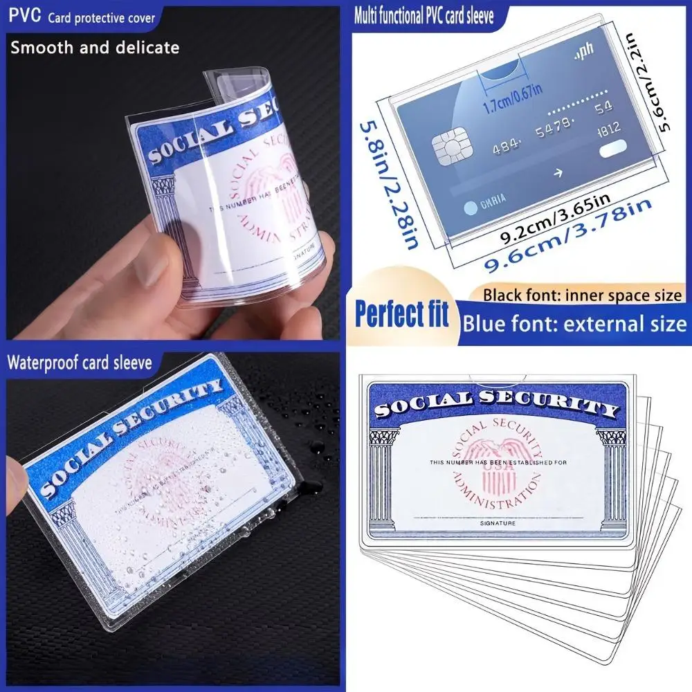 20 waterproof PVC card protective covers - soft and transparent, suitable for social security