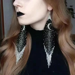 Bohemian style, Gothic style, dark series long tassel earrings