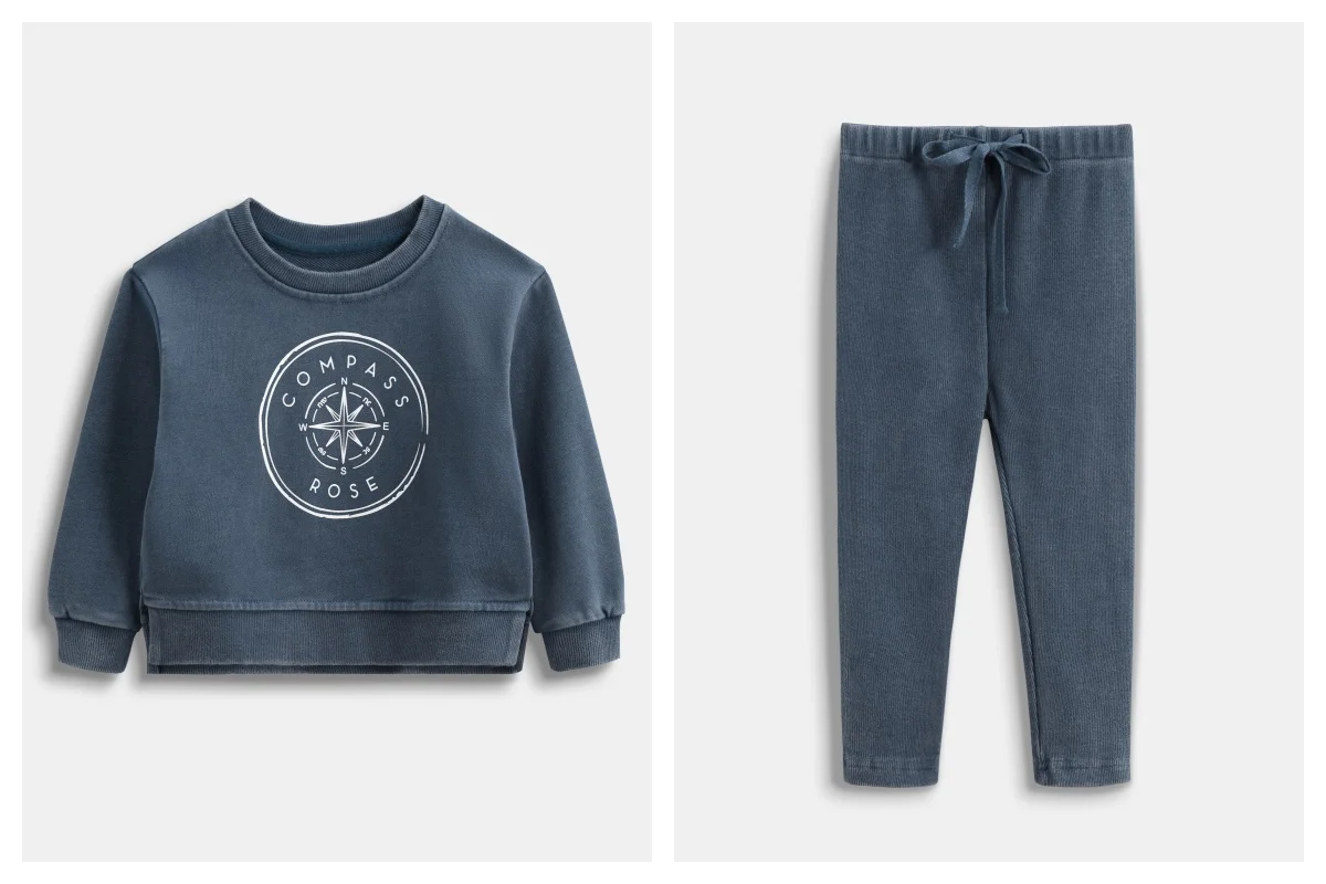 2026 Ali Plus new AW26 Compass Collection Oversize pink blue washed denim oversized sweatshirt kids girl boy baby clothing