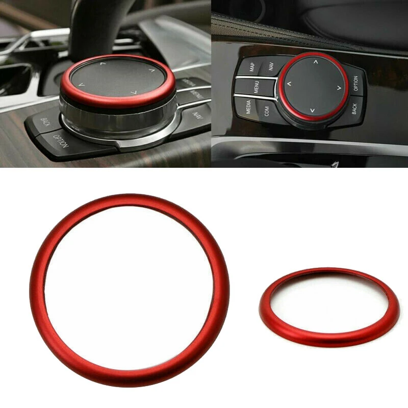 Red Aluminum Ring Center Console IDrive Multimedia Controller Knob Ring for - 1 2 3 4 5 6 7 Series X3 X4 X5 X6