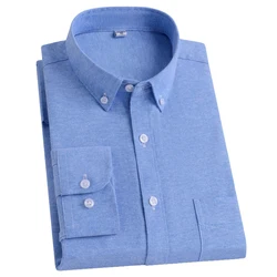 Camisa Oxford listrada com mistura de algodão masculina, camisa tecida, bolso frontal no peito, com botão para baixo, primavera, outono, casual