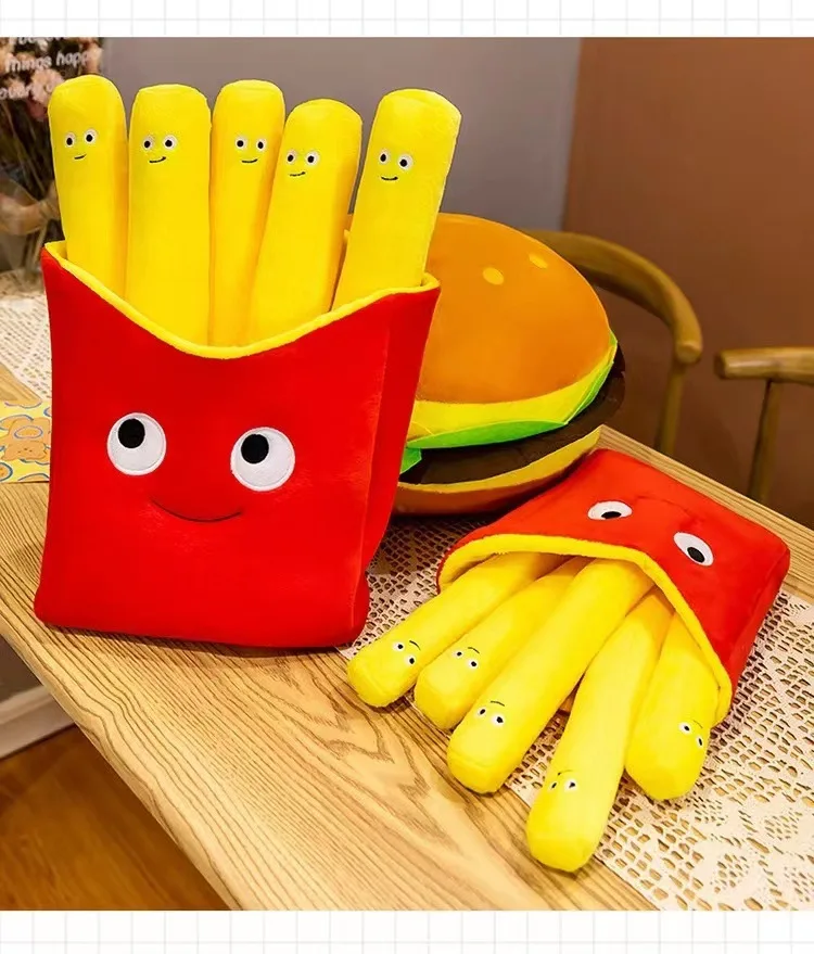 Simulation burger fries plush toys kids educational food toys