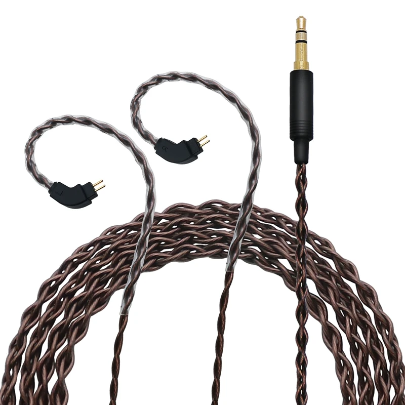 MMCX 0,78 2-контактный Сменный кабель для наушников Шнур 3,5 мм разъем коричневый цвет