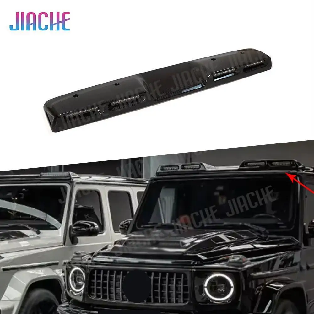 

For Mercedes Benz W464 G-Class G500 G63 AMG 2019-2023 Real Carbon Fiber / FRP Front Roof Wing Lip Spoiler With LED Lamp