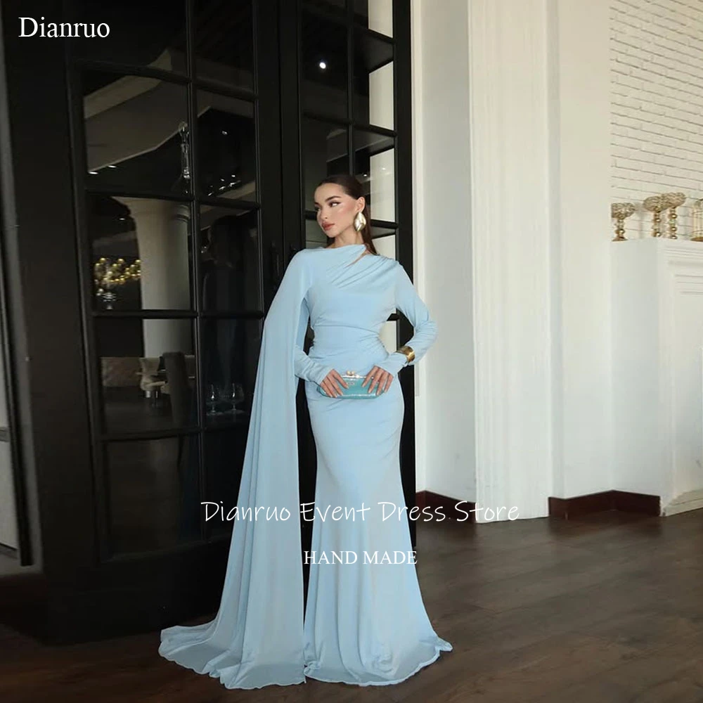 Xikuo Elegant Floor Length Evening Dresses Asymmetrical Neckline Party Gowns Ruched Mermaid Chiffon Robe De Soirée Customized