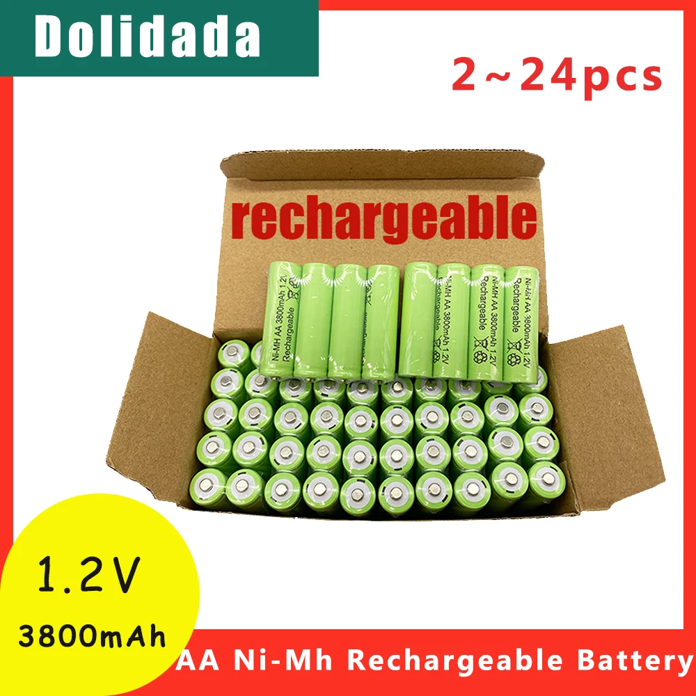 Batteria 1.2v AA 3800mah Ni Mh Bateria 2a batteria ricaricabile per Mp3 lampada a Led fotocamera giocattolo microfono accessori per telecomando
