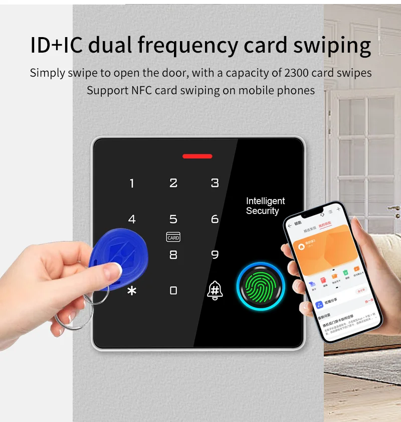 IP65 Standalone Fingerprint Access Controller 125kHz 13.56MHz Backlit Metal Keypad Light with Door Relay Lock (Commercial Grade)