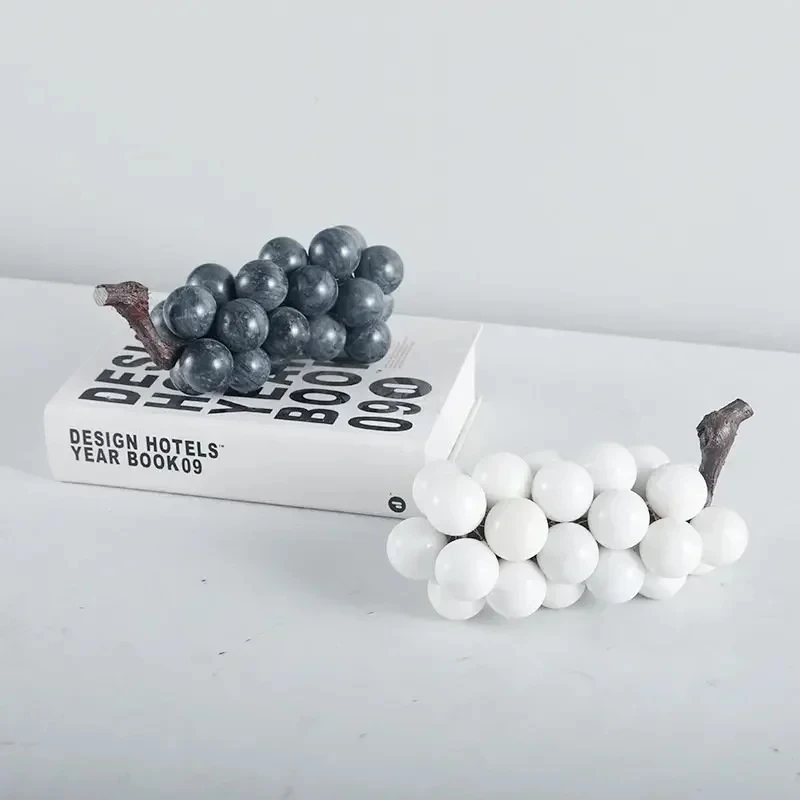

Minimalism Marble Grape String Sculpture Desk Decoration Imitation Grape Fruit Statue Room Aesthetics Decor Crafts Ornaments