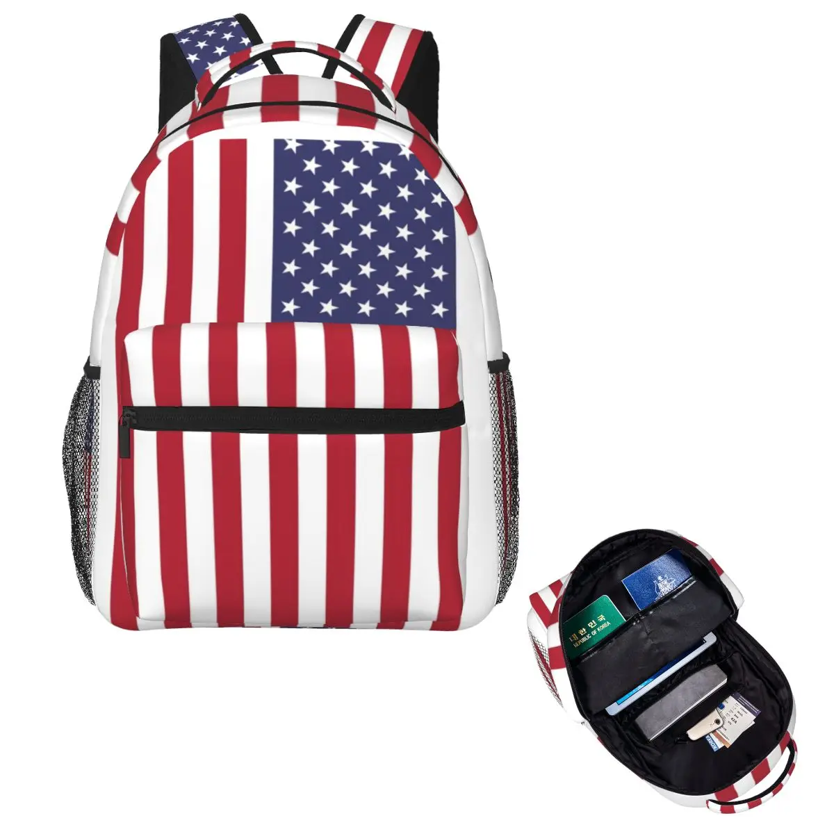 

USA - American Flag Backpack Hot Sale Daypack Large Capacity Boys Girls BookBag School Bag Shoulder Bags for Men Women