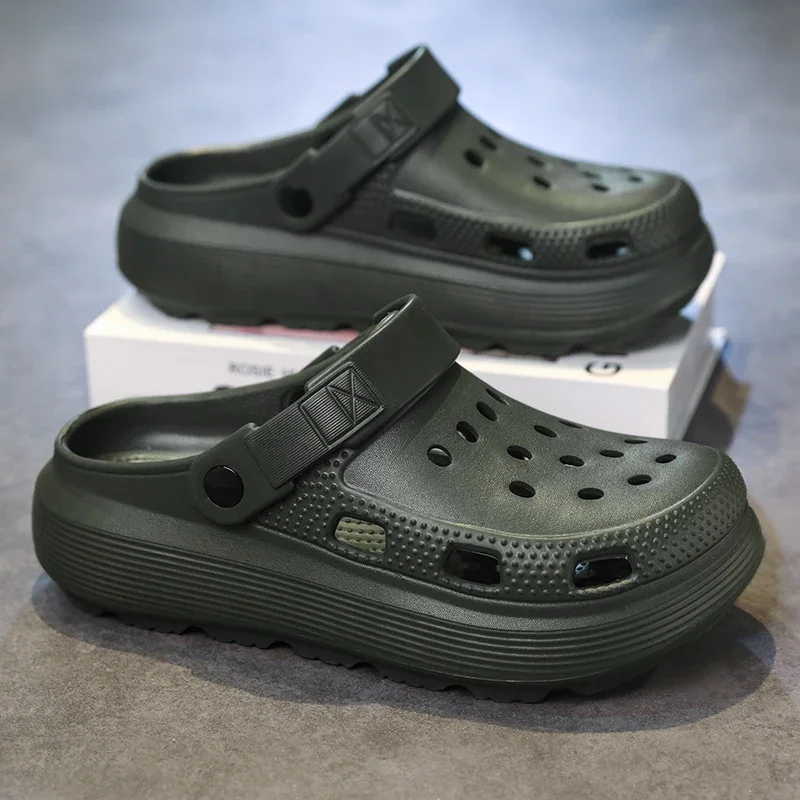 

Мужские сабо с отверстиями, тапочки, мужская садовая обувь для мужчин, шлепанцы с поддержкой свода стопы, летние модные пляжные тапочки, нескользящие тапочки из ЭВА