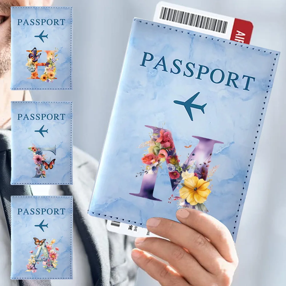 

Passports Holder Women Men Business Waterproof Passport Covers Holder Air Plan Travel Accessories for Unisex Butterfly Letter