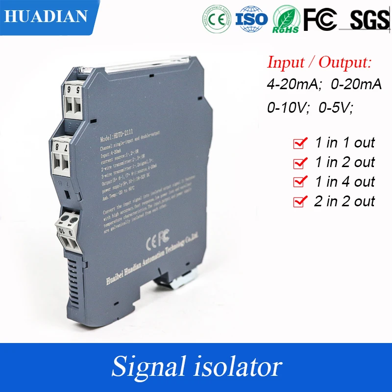 

1 In 1 Out AC Current Signal Isolator Transmitter Signal Generator DC 24V 4-20mA PLC Input Signal Measuring Tools