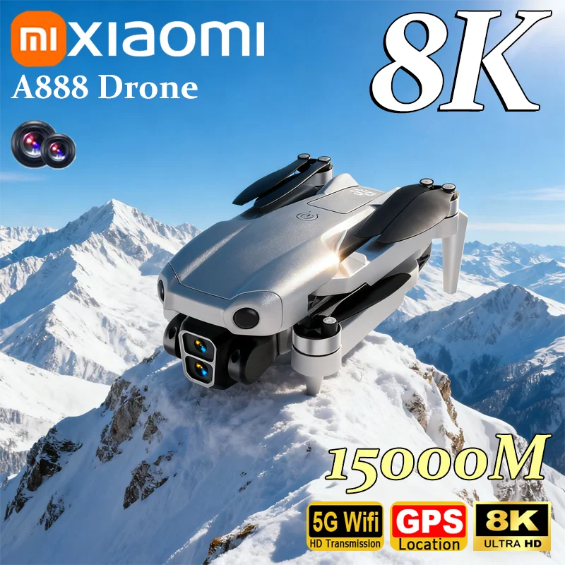 Xiaomi A888 GPS الطائرة بدون طيار 8K كاميرا مزدوجة HD التدفق البصري ذكي تجنب العوائق طوي فرش السيارات كوادكوبتر VR UAV