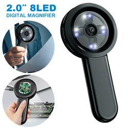 50X HD Magnifying Glass with 8 LED Light Rechargeable Illuminated Book Magnifier 2 Inch IPS Screen Illuminated Magnifying Glass