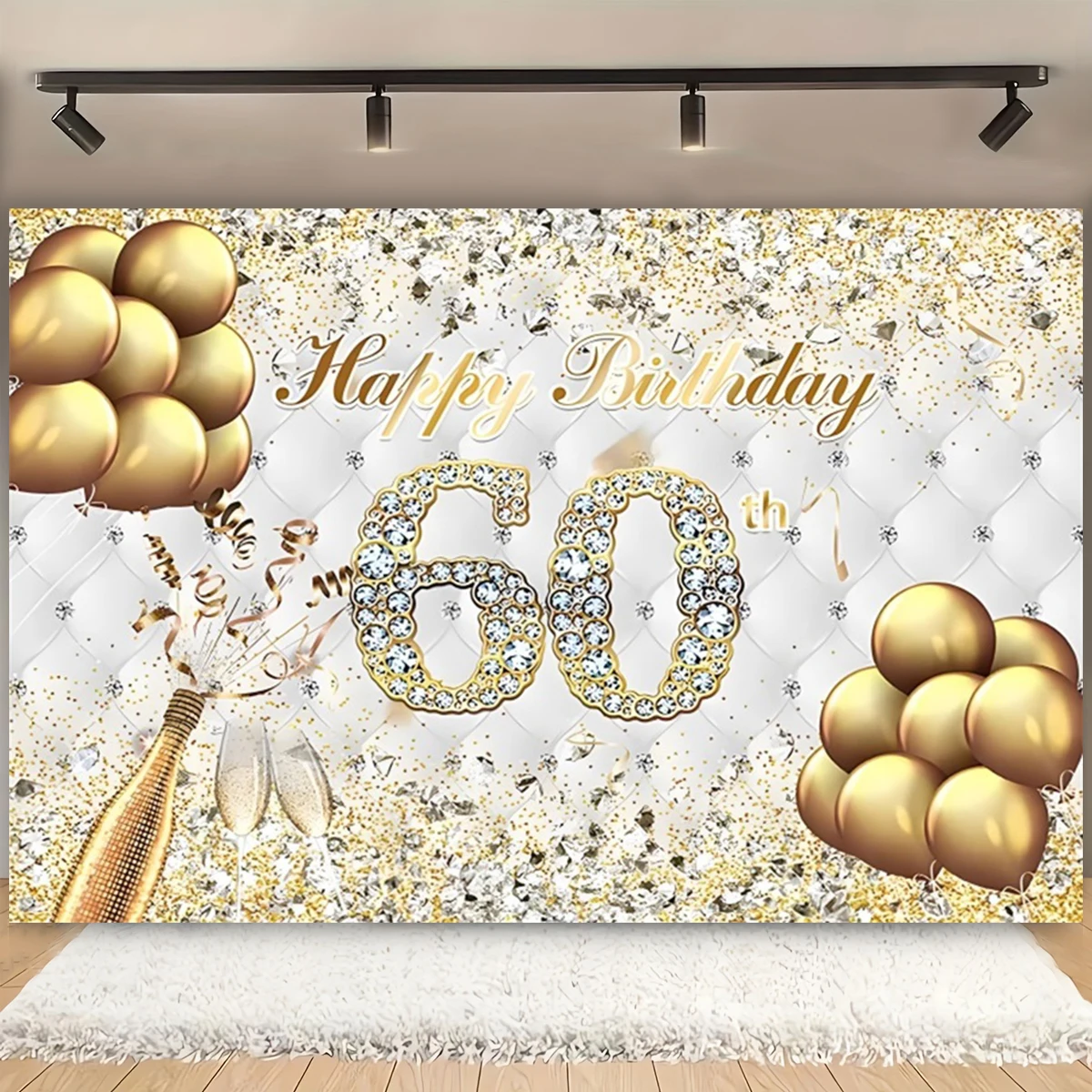 18th 30th 60th Happy Birthday Woman Decoration Background Adults Glitter Gold Balloon Photo Studio Custom Background Banner
