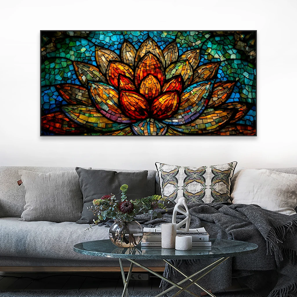 Colorful Mosaic Painting Tree of Life Artwork Stained Glass Canvas Print Norse Mythology Art Mythology Gift Artwork Poster