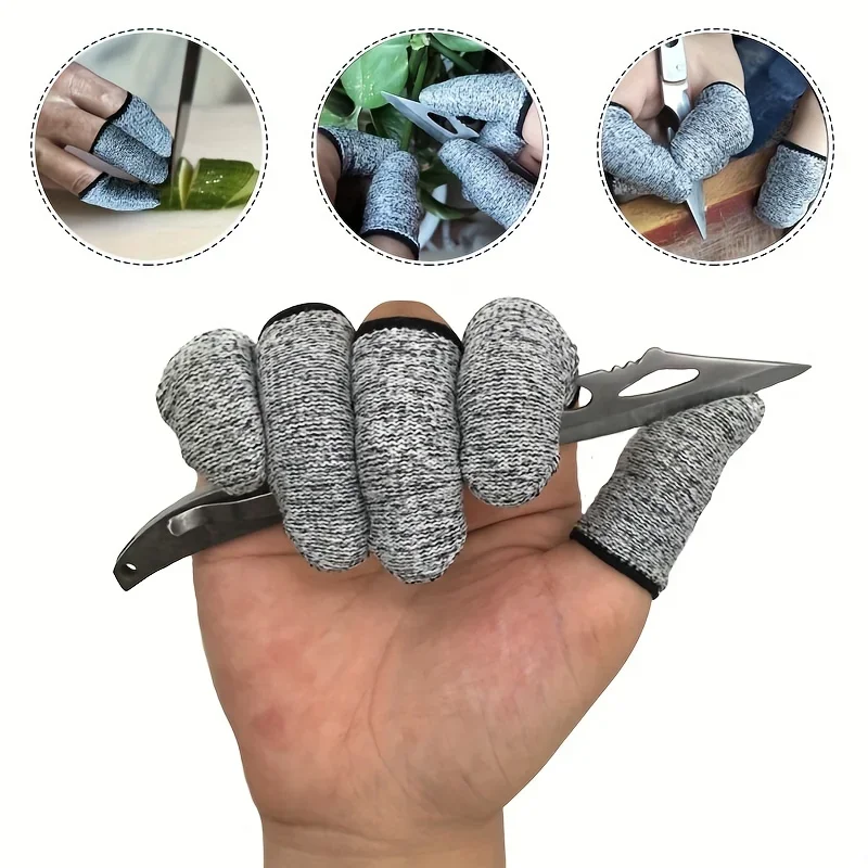 

Wear-resistant 10pcs Finger Cots Protector 5-level High Performance Outdoor Work Cut Resistant fiber Finger Gloves in Kitchen