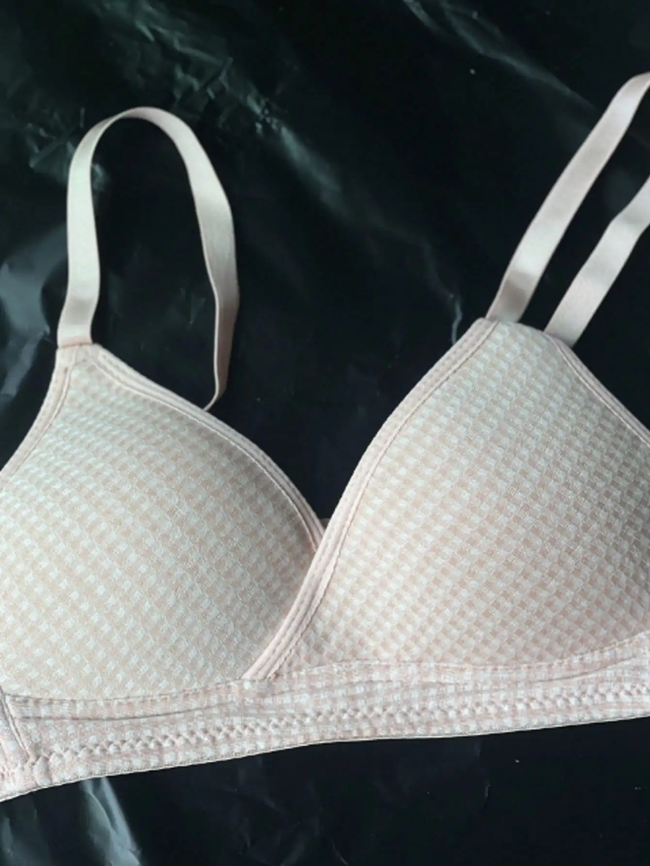 Japanese pure cotton lattice thin chest gathers underwear without steel ring girl breathable underwear