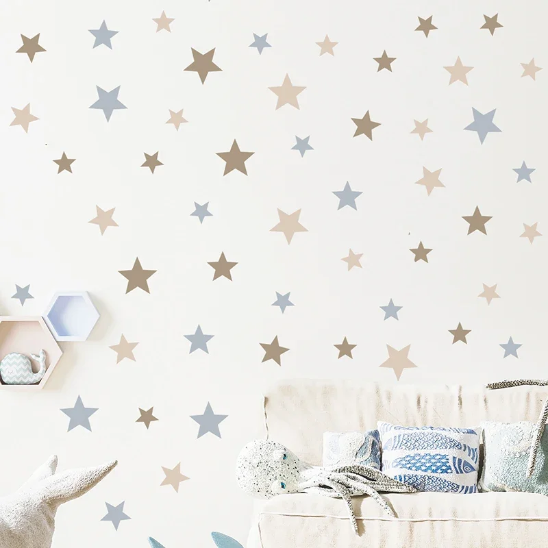 71pcs Boho Colorful Stars Wall Stickers for Children Room Baby Kids Room Nursery Room Wall Decals Home Decoration Wall Decals