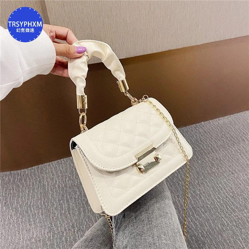 TRSYPHXM 2024 Autumn New Fashion Chain Bag Women's Crossbody Bag Small Square Bag Simple Underarm Bag Shoulder Bag