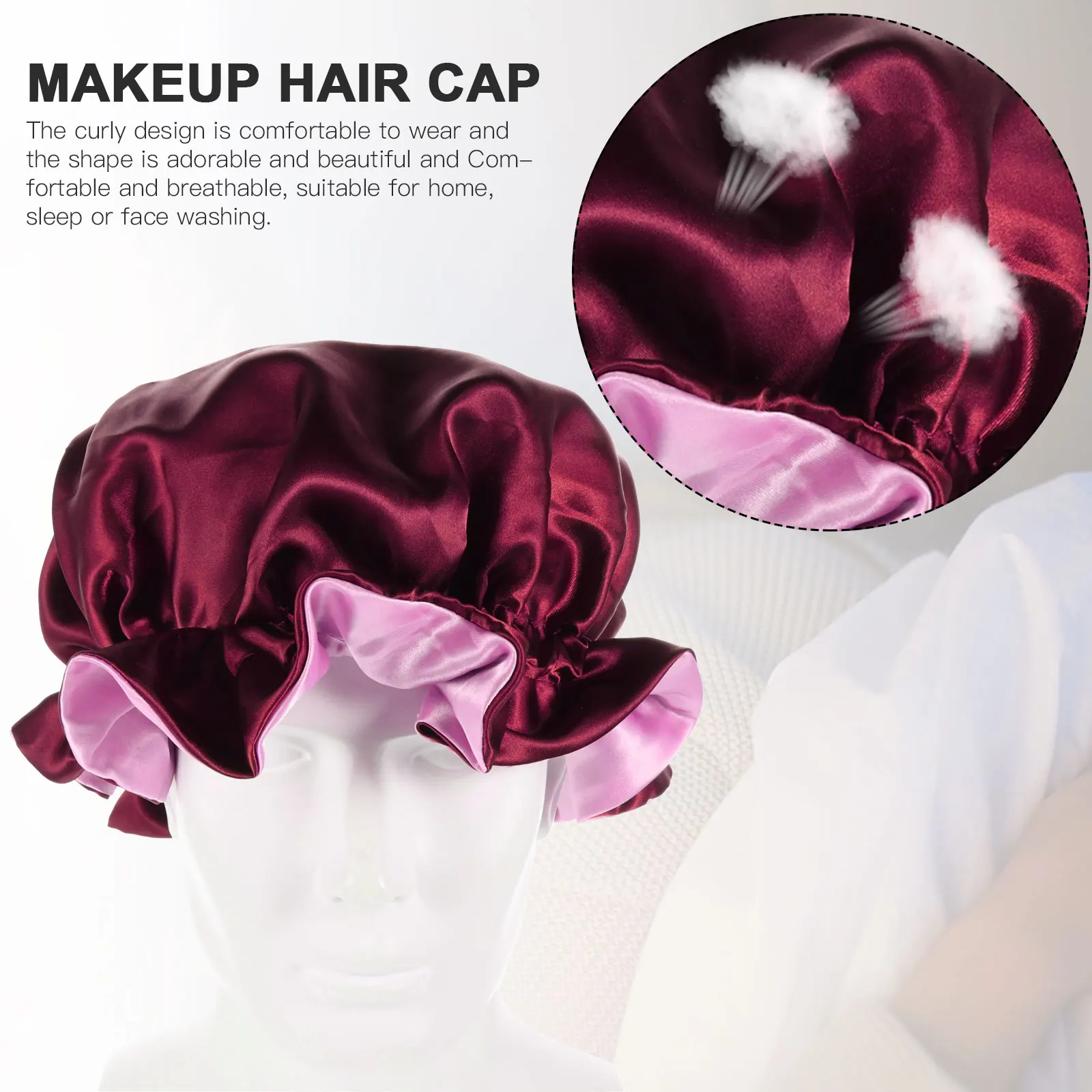 

Double Layer Satin Sleeping Hat Hair Loss Elastic Adjustable Bonnet Headscarf Makeup Bathing Cap Chemo Cap Comfort Fit