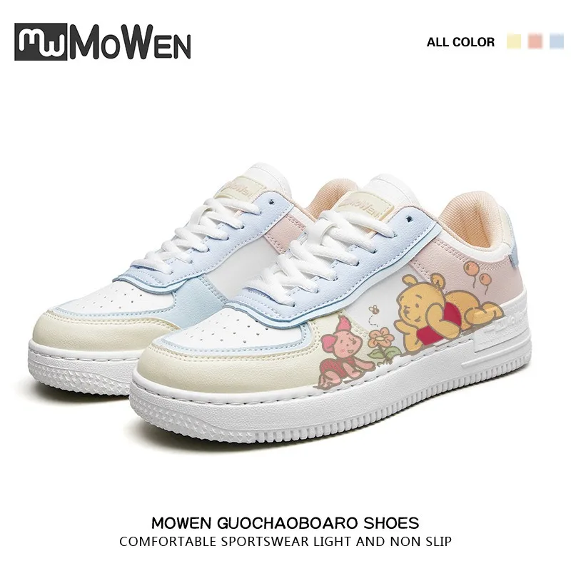 Cute Disney Girls Winnie The Pooh Sports Shoes Casual Shoes Non-slip Soft Bottom Gift Sneakers for Shoes Cartoon Kids Sneakers