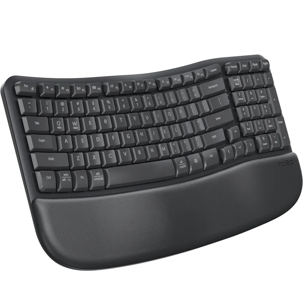 

Wave Keys 2.4GHz Wireless USB Ergonomic Keyboard with Cushioned Palm Rest New Condition Computer Accessory for Desktop Use