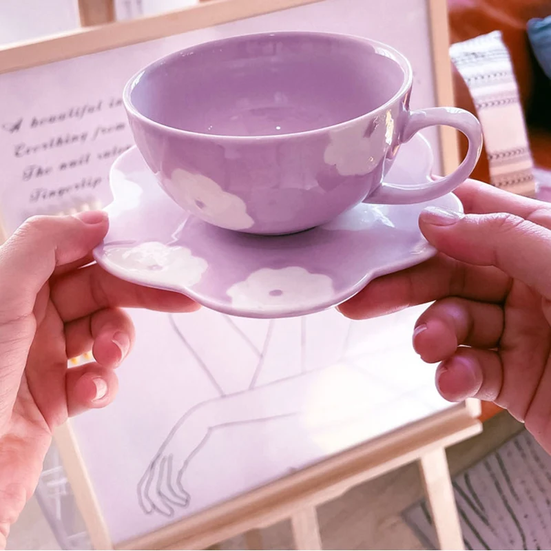 الرجعية الخزف فنجان القهوة والصحن النمط الياباني خمر فنجان القهوة زهرة جميلة السيراميك لوكس فينكان تاكيمي فنجان الشاي مجموعة #6