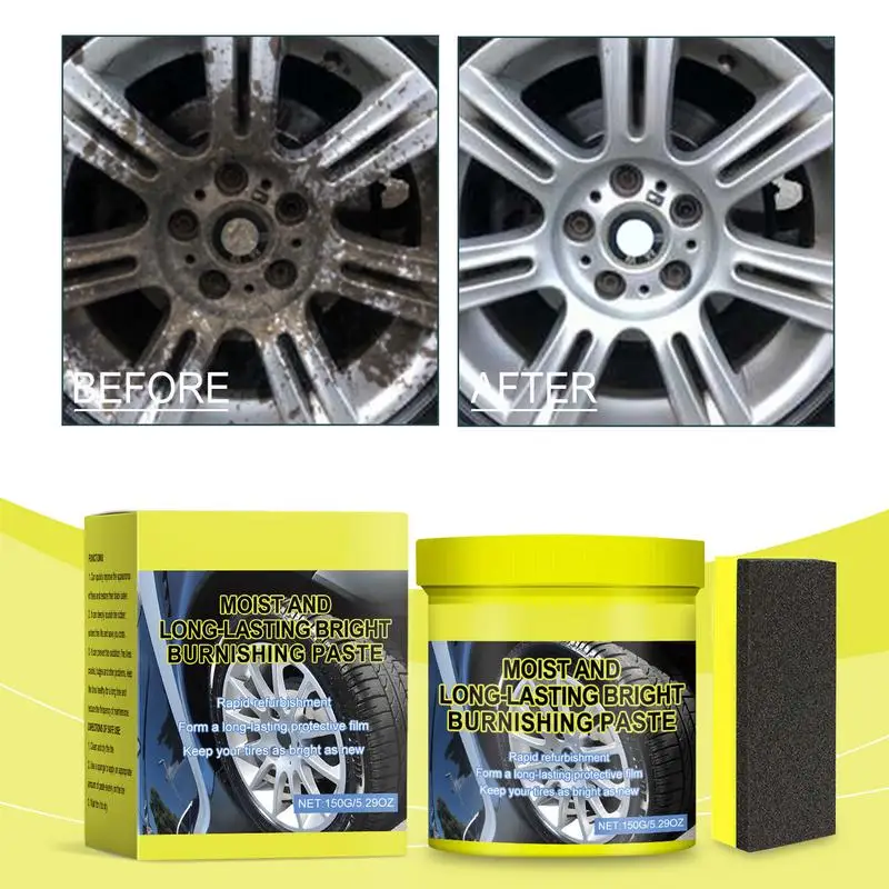 

Tire Care Paste Tire Cleaning Paste 150g Car Tire Renovation Maintenance Paste Tire Shine Wax Car Tire Refurbishment For Truck