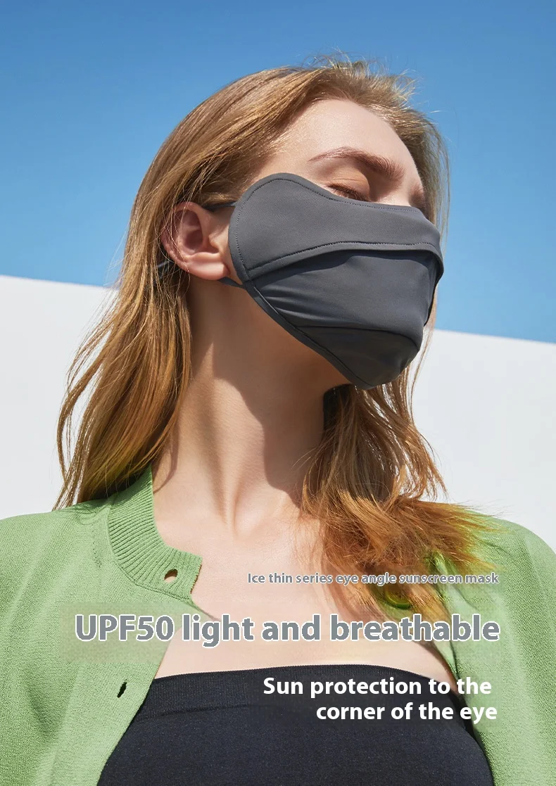Summer Ice Silk Sun Mask with Eye Protection Adjustable UV Face Cover for Outdoor Cycling Travel Women Men