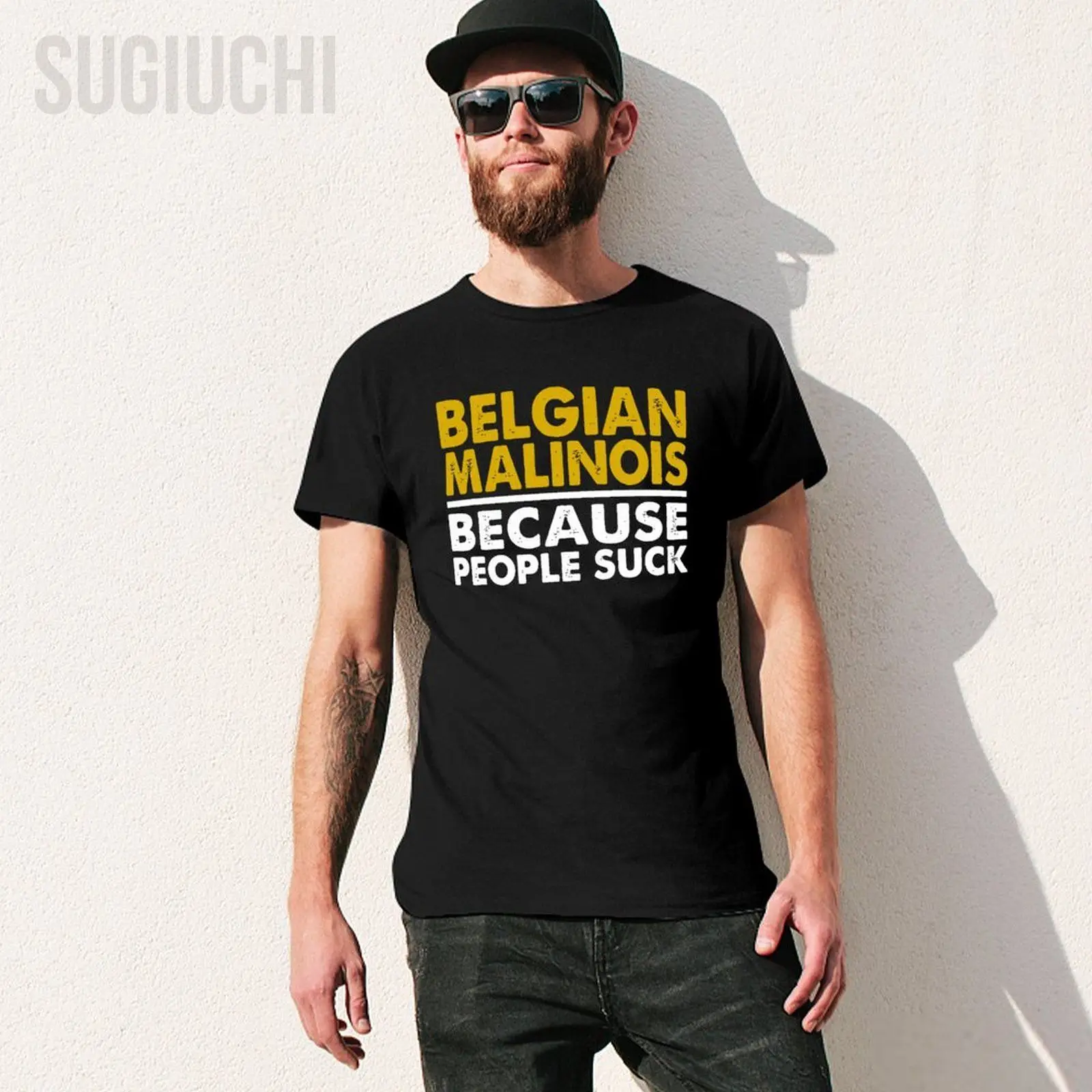 Unisex Men Belgian Malinois Because People Suck Tshirt Tees T Shirts Women Boys 100% Cotton T-Shirt