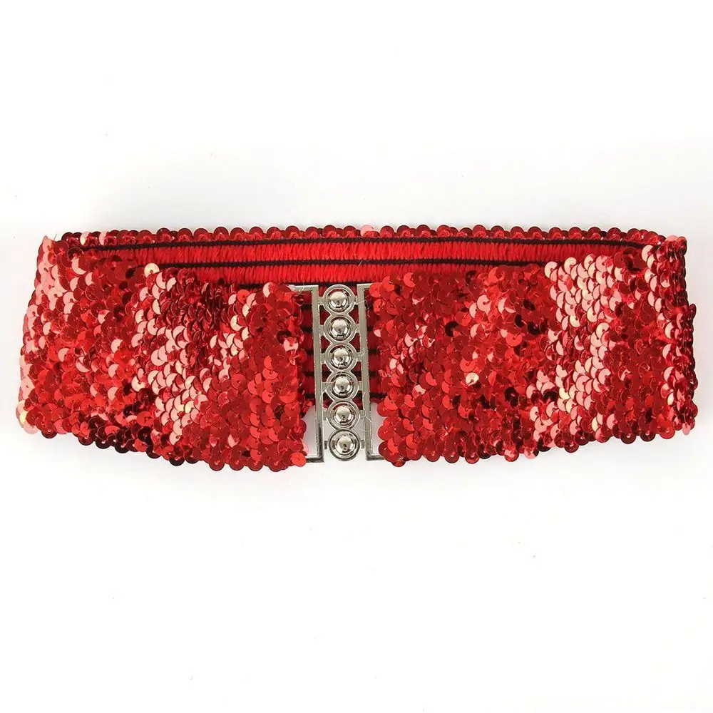 

Women Stretch Belly Sequin Wide Buckle Waistband Belt