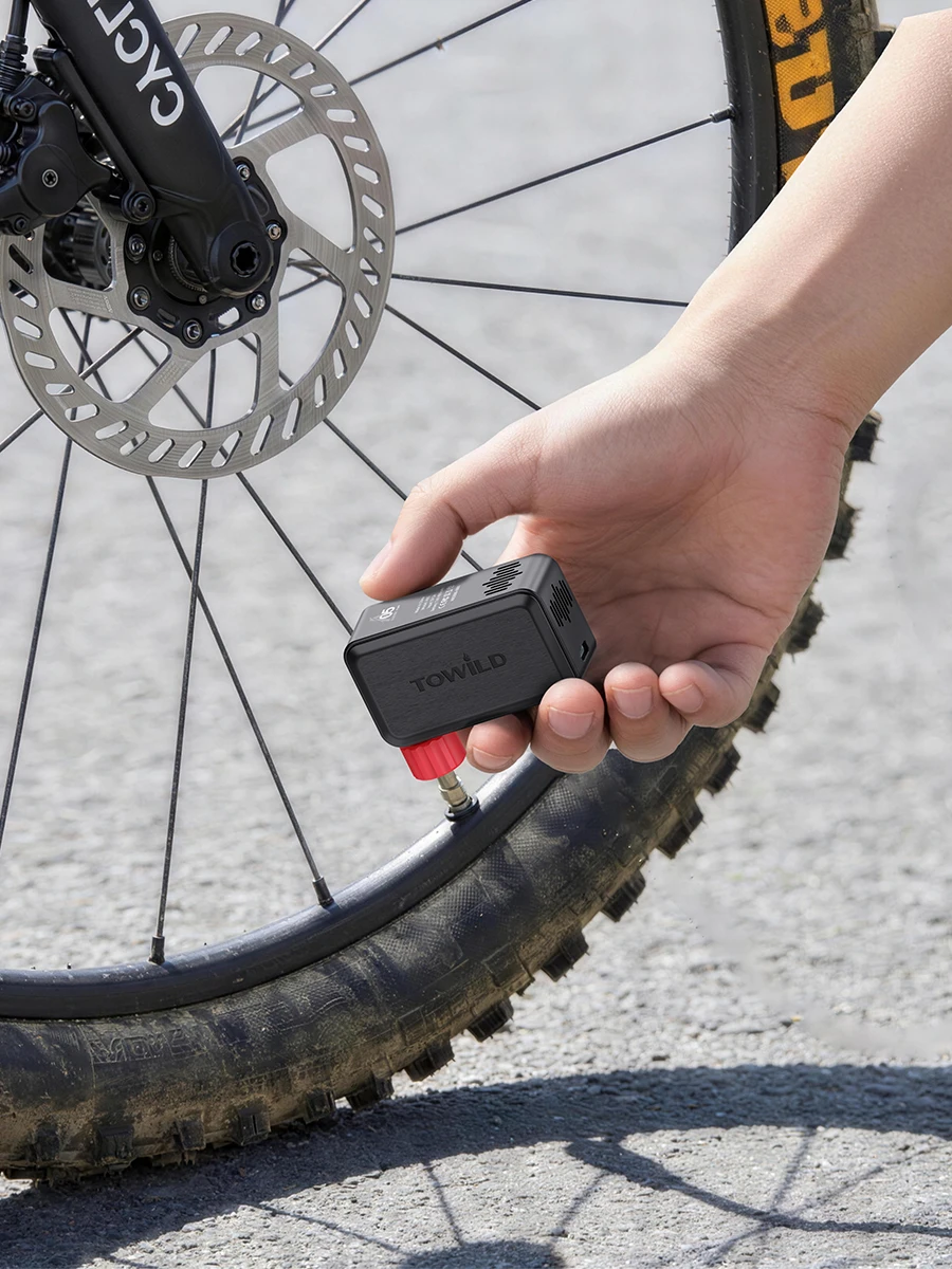 TOWILD A05 Mini Elektrische Luftpumpe 130PSI Tragbarer Fahrrad-Akku-Reifenfüller für FV/AV Ventile Presta Schrader MTB Fahrrad Mini-Pumpe – Detail 11