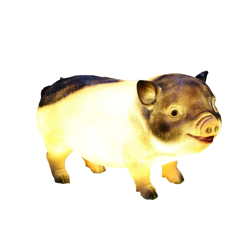 Outdoor simulated luminous fiberglass sculpture, piggy outdoor garden lawn landscape light