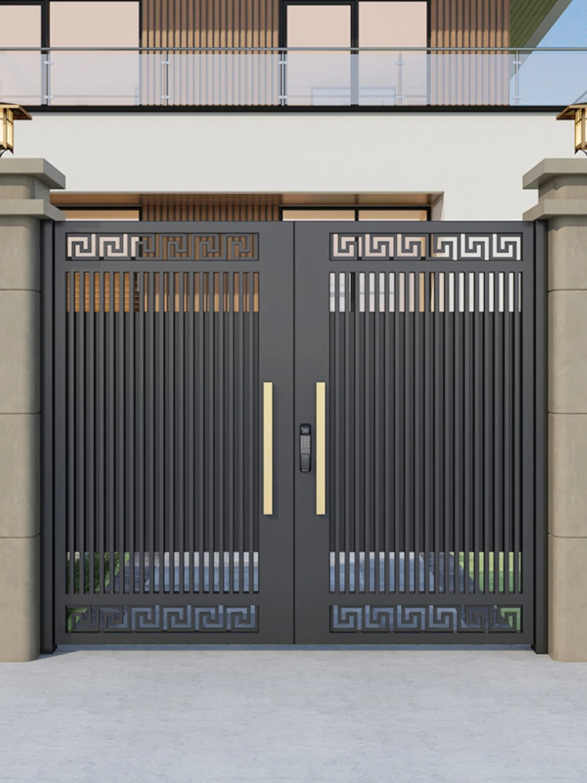 

Aluminum alloy gate villa courtyard door electric door outdoor fence door wrought iron country double garage door