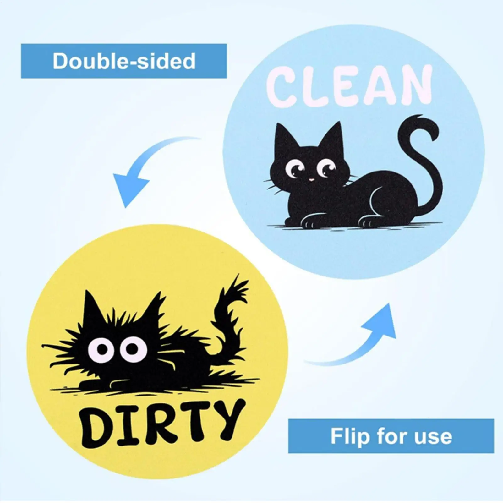 القذرة نظيفة غسالة الصحون المغناطيس 2 قطع القط الأسود اكسسوارات المنزل على الوجهين عكسها غسالة الصحون تسجيل لشقة الغسيل