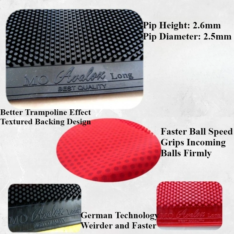 Mo Long OX/تنس الطاولة المطاط نقاط كبيرة البثور الطويلة ارتفاع 2.6 مم وقطر 2.5 مم مع إسفنجة عائمة 0.8 مم، غريب، غرق