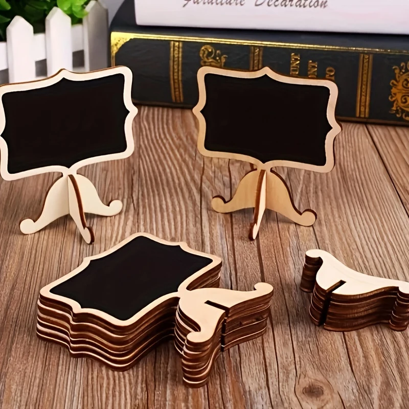 10PCS Portable Wooden Blackboard Mini Boards Message Label Sign Chalkboard DIY Decoration For Birthday Wedding Home Party
